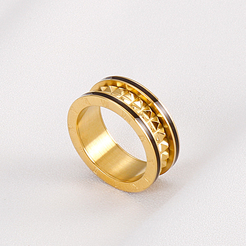 Wholesale Titanium Steel Gilded New Roman Numerals Ring